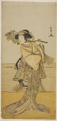The Actor Nakamura Tomijuro I as a Female Fox from Mt. Ubagadake in the Play Chigo Torii Tobiiri Kitsune, Performed at the Ichimura Theater in the Eleventh Month, 1777