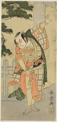 The Actor Otani Hiroji III in a Stage Pose Before a Shrine Gateway