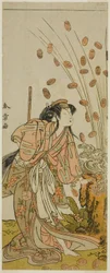 The Actor Segawa Kikunojo III as Hito-maru Disguised as the Courtesan Chiyozaki, in the Play Kuruwa no Hana Katsuragi no Kane, Performed at the Ichimura Theater in the Third Month, 1775