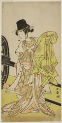 The Actor Yamashita Kinsaku II as Tsukimasu, Acting as Sakura-maru, in the Play Miya-bashira Iwao no Butai, Performed at the Morita Theater in the Seventh Month, 1773