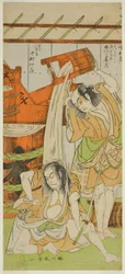 The Actors Ichikawa Komazo II as Satsuma Gengobei (right), and Nakamura Nakazo I as Sasano Sangobei (left)