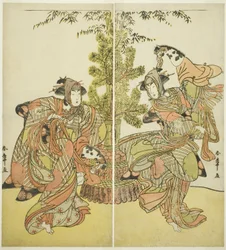 The Actors Segawa Kikunojo III as Yasukata and Iwai Hanshiro IV as Utou in the Play Godai Genji Mitsugi no Furisode, Performed at the Nakamura Theater in the Eleventh Month, 1782
