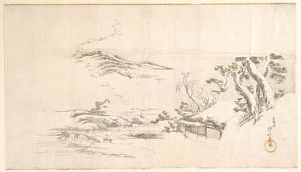 A Snow-clad Landscape with Gray Clouds