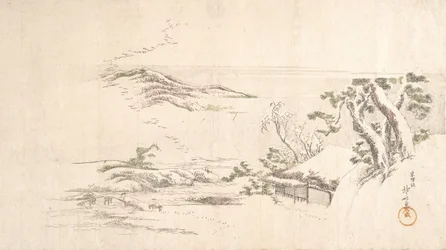 A Snow-clad Landscape with Gray Clouds