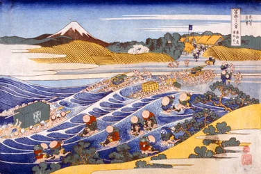 Fuji from the Ford at Kanaya, c. 1833