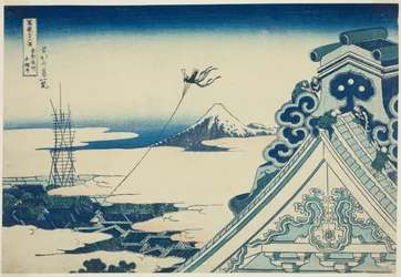 Honganji Temple at Asakusa in Edo, from the series "Thirty-six Views of Mount Fuji"