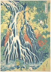Kirifuri Waterfall at Kurokami Mountain in Shimotsuke, from the series A Tour of Waterfalls in Various Provinces