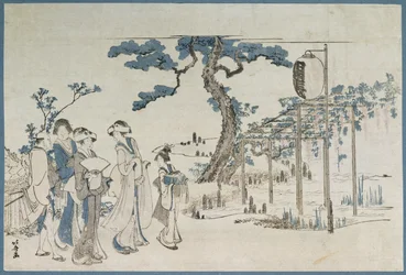 Ladies Visiting the Wisteria Gardens at Kameido