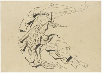 Long-armed man stretching, Edo period