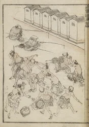 Men Wrestling and Fishing