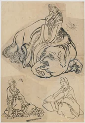 Preparatory Sketch for The Courtesan Eguchi as the Bodhisattva Fugen