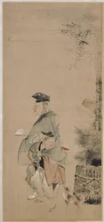 Two Entertainers Strolling on the New Year, Edo period