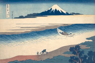 Ukiyo-e Print of the Tama River and Mt. Fuji by Hokusai