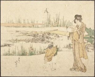 Woman and Child in a Garden; Fragment of Goldfish Vendor
