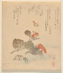 Crabs with Branch of Chinese Roses