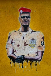 Street Art Portrait of Mamadi Doumbouya, Conakry, 2019
