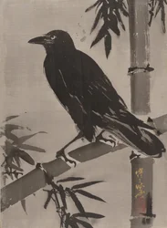 Crow on a Bamboo Branch