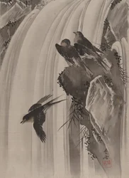 Swallows by a Waterfall, ca. 1887