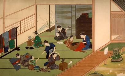 Group of Geishas, by Kawahara Keiga (1786-circa 1860), watercolour, Japan, Japanese civilisation, beginning of the 19th century