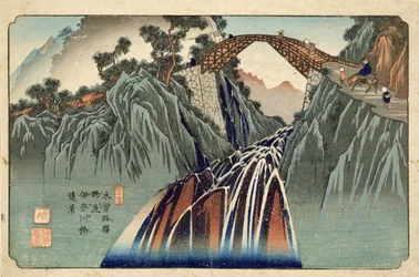 Inagawa bridge at Nojiri, pub. by Hoeido and Kinjudo, late 1830