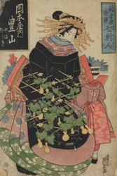 Courtesan Hosan from the House of Pleasure Okamotoya / Okamotoya no Hosan, from the series: Women from Seven Famous Houses in Shin Yoshiwara