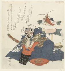 Warrior Asashina Saburō Asleep Over a Sake Barrel