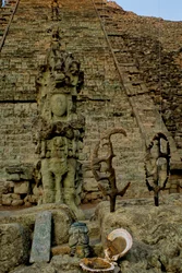 Maya; Copan; Honduras; Temple 26, Heiroglyphic Staircase, Flints, David Stuart found offering