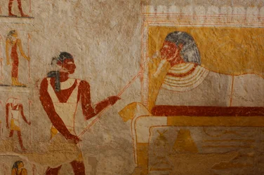 Tomb chamber and painting details, Queen Qalhata, tomb paintings, Black Pharaohs, Nu…, 2007