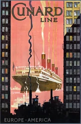 Cunard Line Europe-America Poster, USA, c. 1900