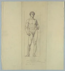 Nude Study for Figure of Courage, Memorial Window to Jacob Dolson Cox, Oberlin College