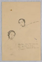 Sketch of Two Female Heads for Chinese Figure in 