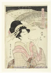 Evening Glow at Ryogoku (series title: Eight Views of Famous Places and Beauties in Edo)