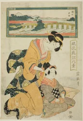 Evening Glow at Seta, from the series "Fashionable Eight Views of Omi"