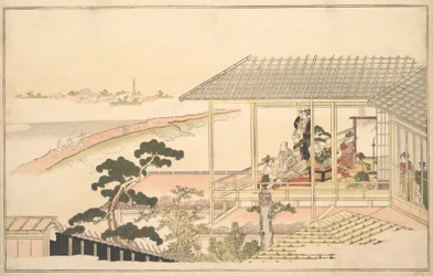 A Party of Merrymakers in a House in the Yoshiwara on a Moonlight Night, 1789