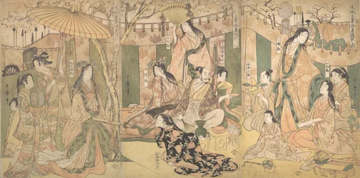 A View of the Pleasures of the Taiko and His Five Wives at Rakuto, 1804