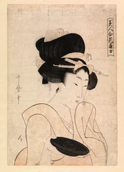 Courtesan holding a sake cup
