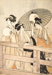 Enjoying the Cool Evening Breeze on and under the Bridge, ca. 1800