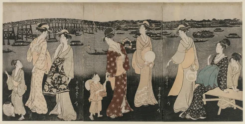 Enjoying the Evening Cool Along the Sumida River, c. 1797-98