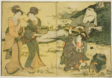 Gathering Spring Herbs, from the illustrated book Picture Book: Flowers of the Four Seasons, vol. 1