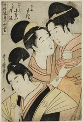 Kakogawa Konami, Oboshi Rikiya and the Maidservant Suki from the series Models of Love Talk: Clouds Form Over the Moon