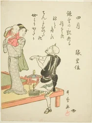 The Fourth Month, from an untitled series of genre scenes in the twelve months, with kyoka poems