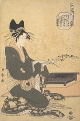 The Oiran Hanaogi of Ogiya, from the series “Six Jewel Rivers” Mutamagawa, ca. 1795-96