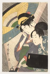 Two Women Under an Umbrella