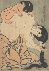 Yamauba Combing Her Hair, and Kintoki