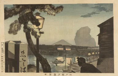 Mount Fuji at Dusk from Edo Bridge