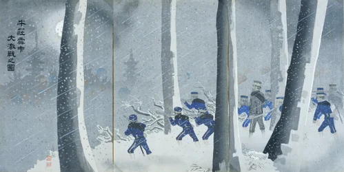 Violent Battle in Snow near Niuzhuang, Meiji period
