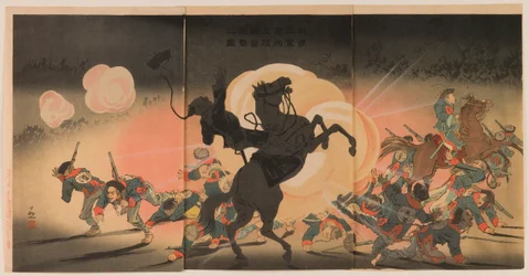 Bombarding the Enemy Camp as Our Second Army Lands at Jinzhou Fortress