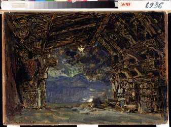 Stage Design for the Opera The Twilight of the Gods by R. Wagner
