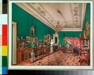 Interiors of the Winter Palace - The Bedroom of Grand Princess Maria Nikolayevna - Watercolour on Paper by Konstantin Andreyevich Ukhtomsky (1837)