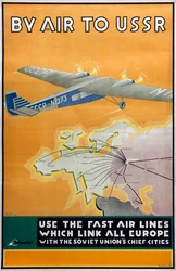 By air to USSR Poster of the Intourist company